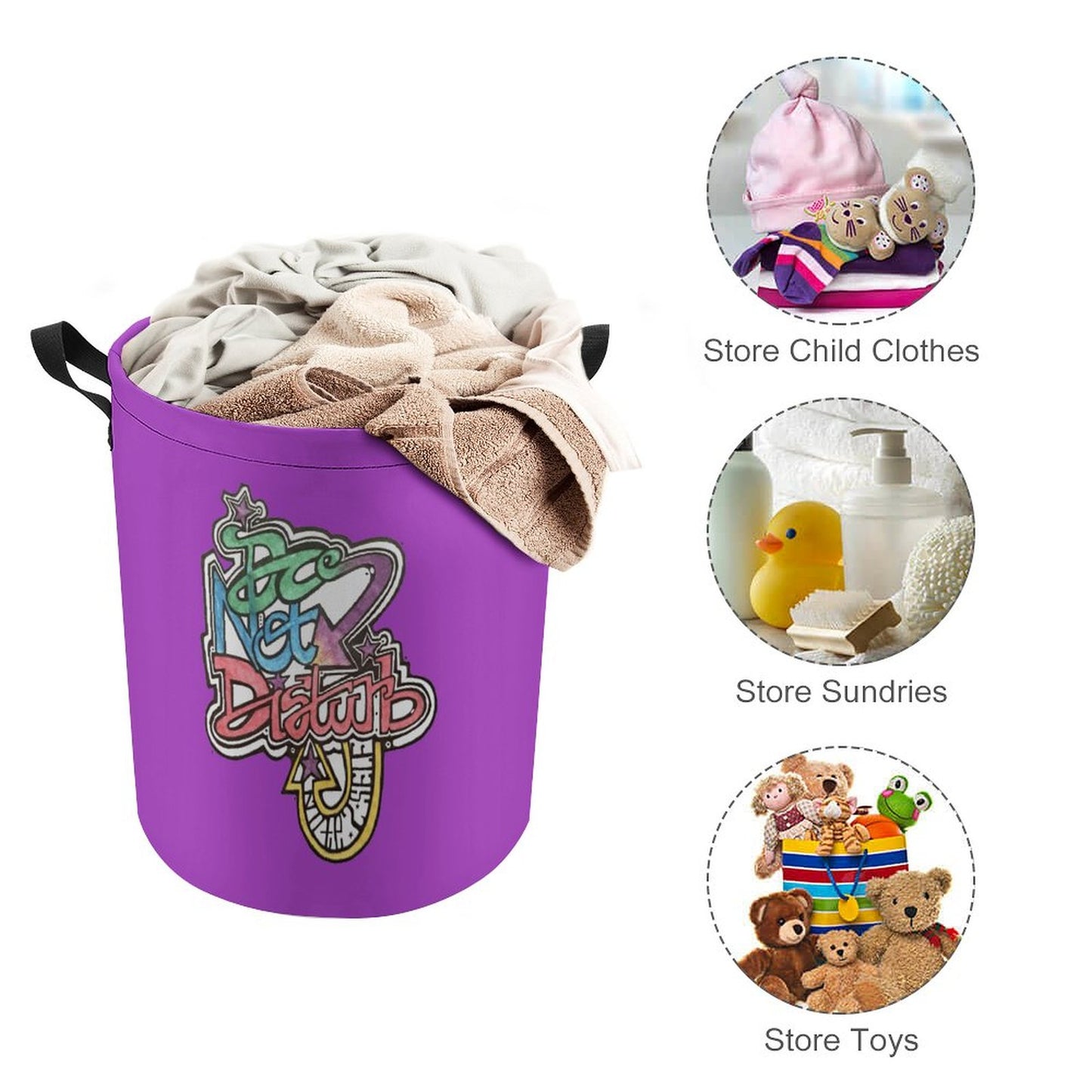 Do not Disturb my laundy Drawstring collapsible Laundry Basket