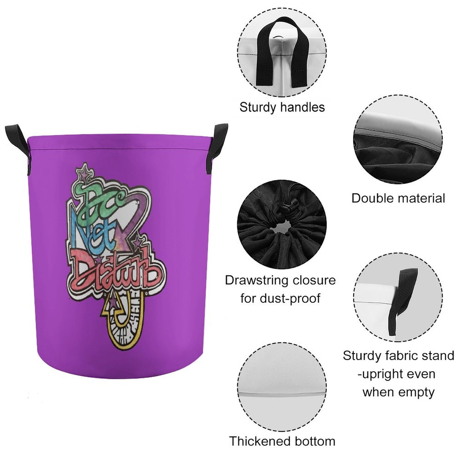 Do not Disturb my laundy Drawstring collapsible Laundry Basket