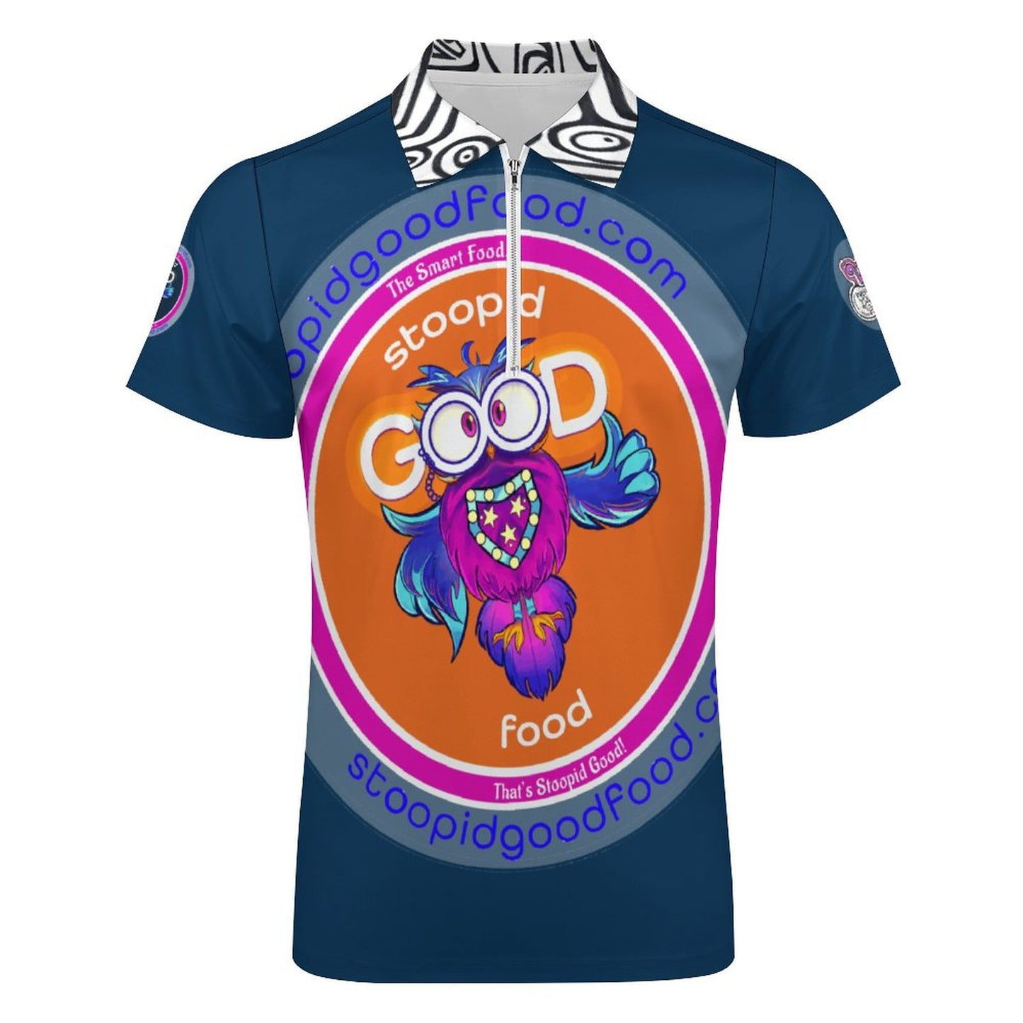 The Stoopid Good Polo. Inspired by the world within, this logo shirt covers all facets of A Stoopid Good World with an abstract colar flair- because Why Not?!