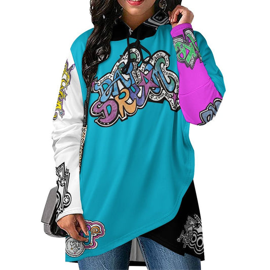 Living the Dream as the 8% that just Keep Dreaming!!!!!! 
230gsm Poncho-style Long Sleeve Women Hoodie with Irregular Hem DS001 (All-Over Printing)