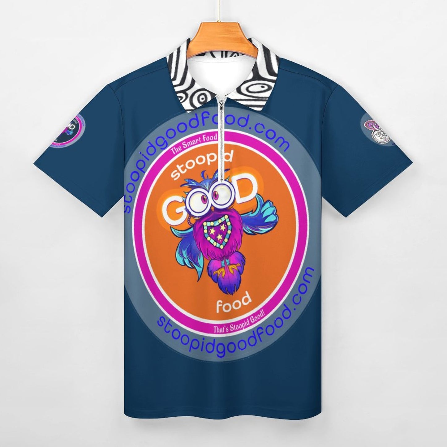 The Stoopid Good Polo. Inspired by the world within, this logo shirt covers all facets of A Stoopid Good World with an abstract colar flair- because Why Not?!