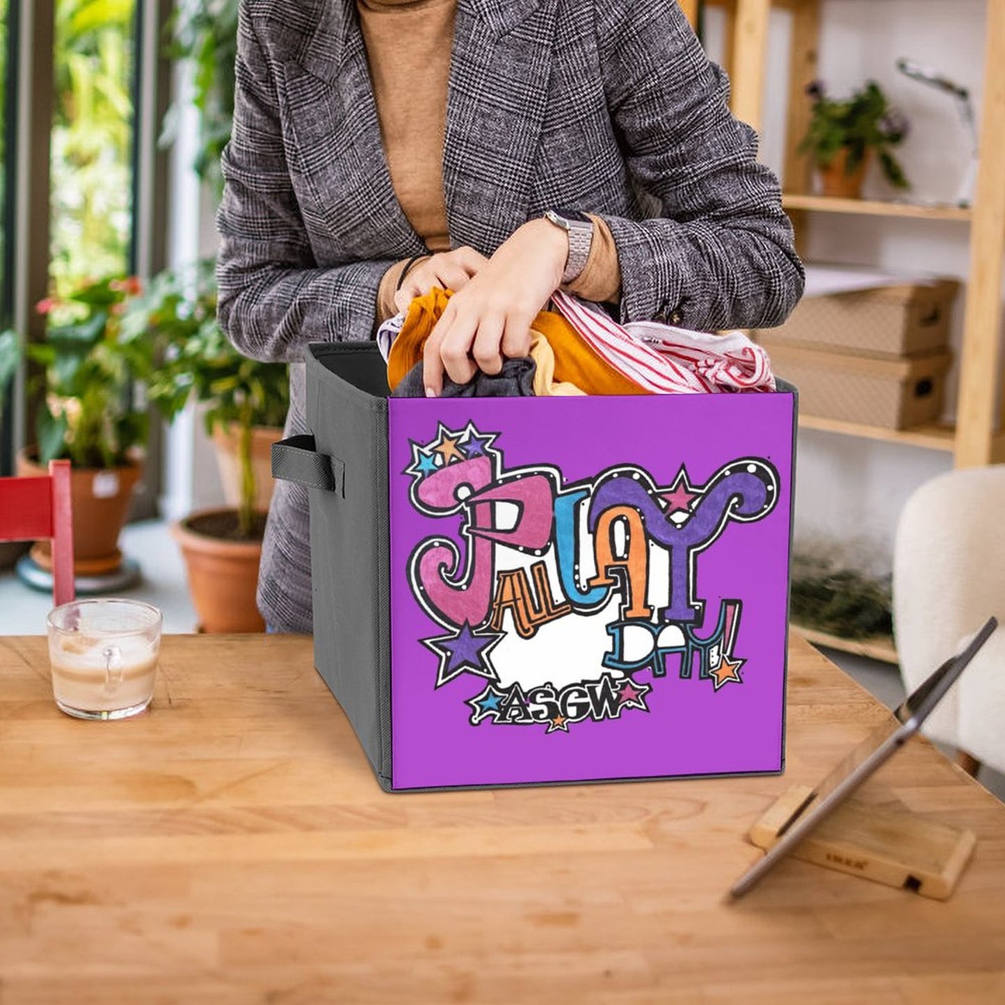 Play All Day- Your Stoopid Good World Reminder! Folding Storage Bin