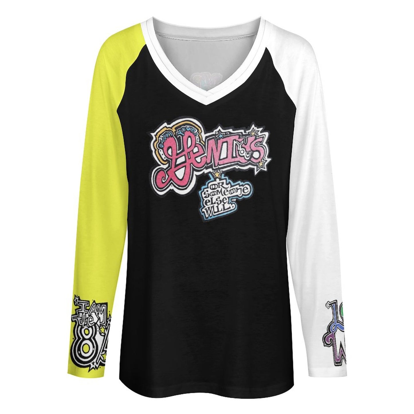 Own Your Genius, Or Someone Else Will! Time to Lose Wait and Emerge N' See How Genius you Can BE!!!!!!!
V-neck Loose Long Sleeve T-shirt TLREV2 (All-Over Printing)