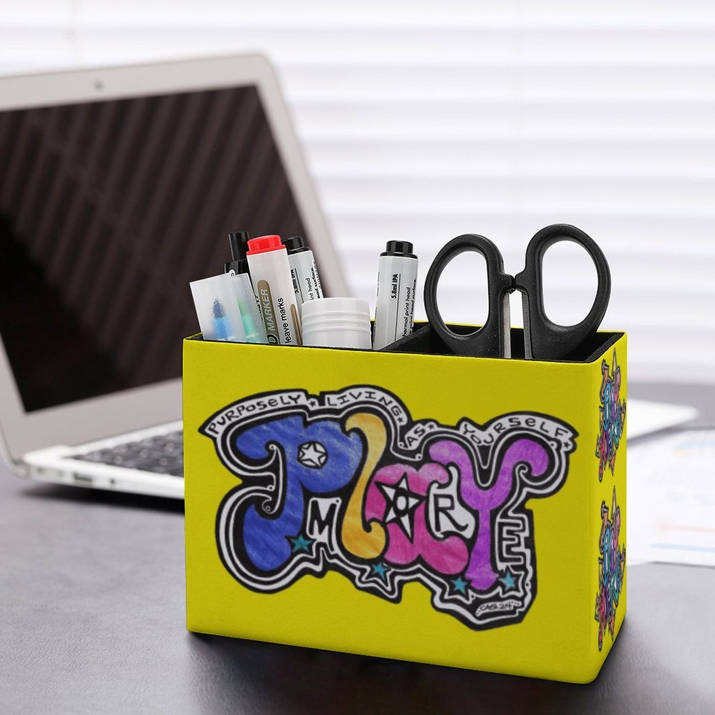 Play Here, Play There, 
Play More EVERYWHERE!!!!! This happy yellow office caddy will bring a smile and remind you that life needs fun, play, and a smile !