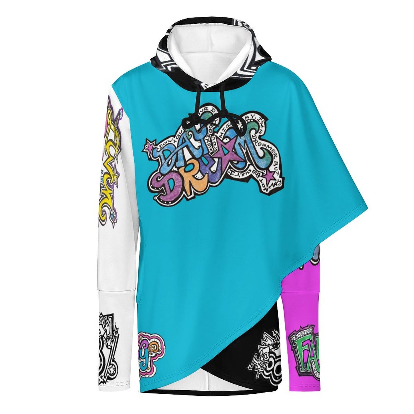 Living the Dream as the 8% that just Keep Dreaming!!!!!! 
230gsm Poncho-style Long Sleeve Women Hoodie with Irregular Hem DS001 (All-Over Printing)